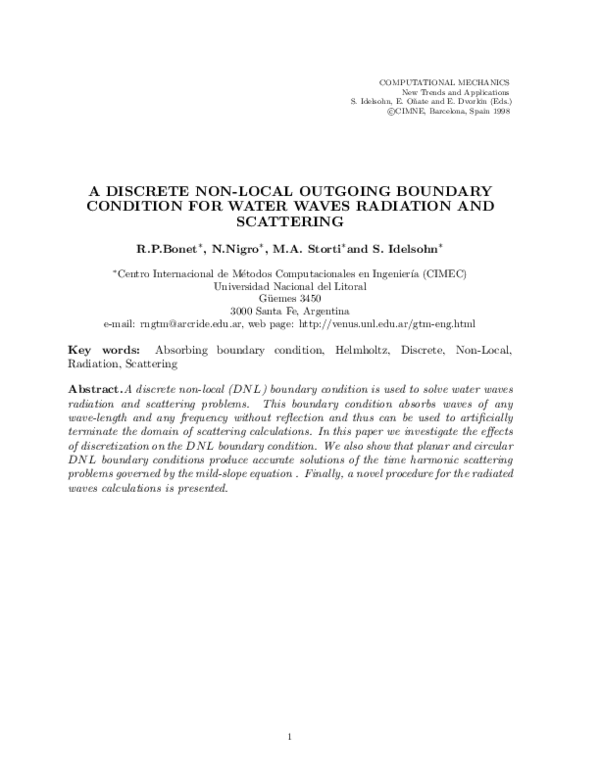 (PDF) A Discrete Non-Local Outgoing Boundary Condition for Water Waves ...