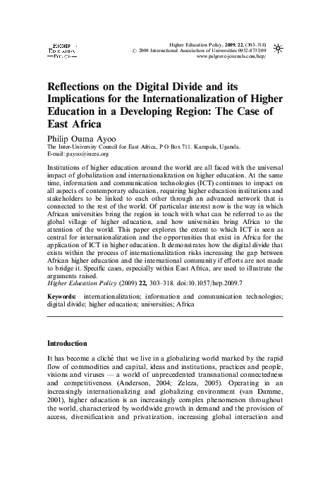 (PDF) Reflections on the Digital Divide and its Implications for the ...