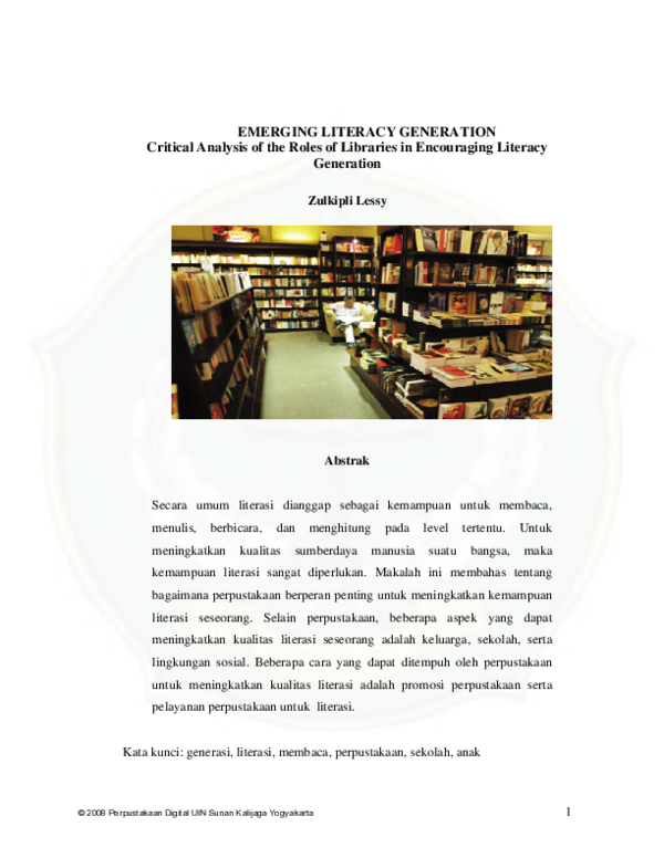 (PDF) EMERGING LITERACY GENERATION : Critical Analysis of the Roles of ...