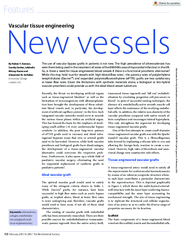 (PDF) New vessels: Vascular tissue engineering | Ruben Kannan ...