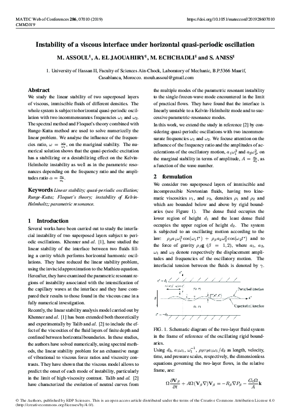 (PDF) Instability of a viscous interface under horizontal quasi ...