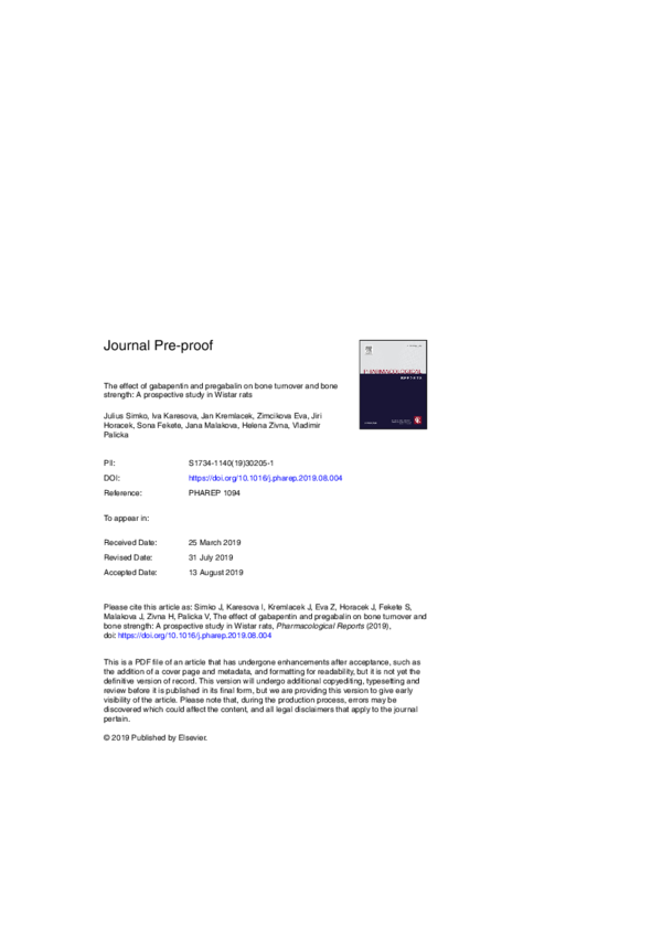 (PDF) The effect of gabapentin and pregabalin on bone turnover and bone ...