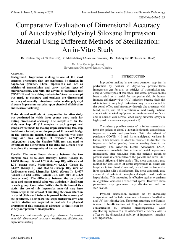  pdf comparative evaluation of dimensional accuracy of autoclavable