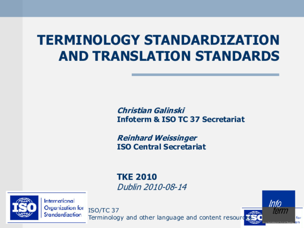 (PDF) Terminology Standardization and Translation Standards
