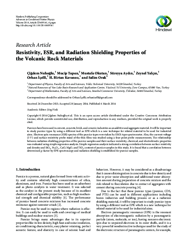 (PDF) Resistivity, ESR, and Radiation Shielding Properties of the ...