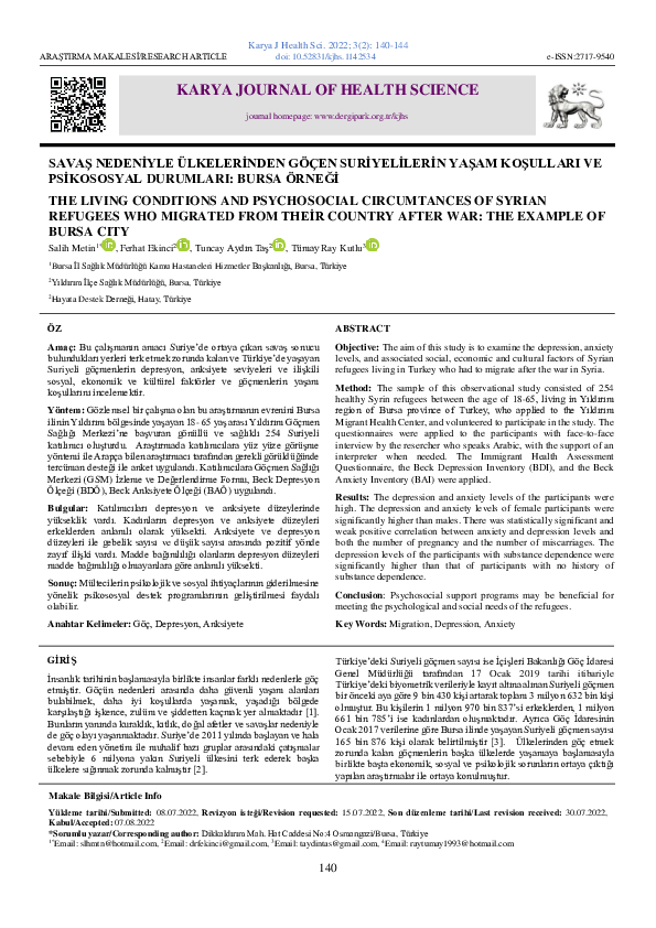 (PDF) The Living Conditions and Psychosocial Circumtances of Syrian ...