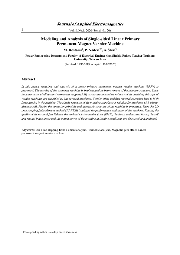 (PDF) Modeling and Analysis of Single-sided Linear Primary Permanent ...