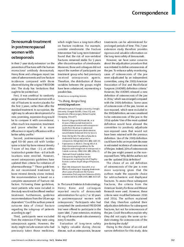 (PDF) Denosumab treatment in postmenopausal women with osteoporosis for ...