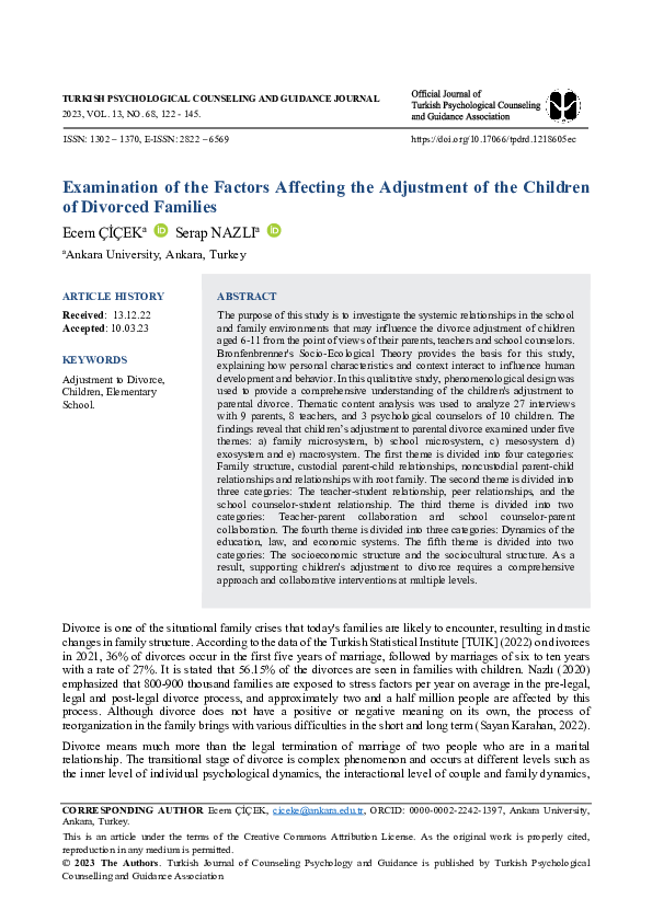 (PDF) Examination of the factors affecting the adjustment of the ...