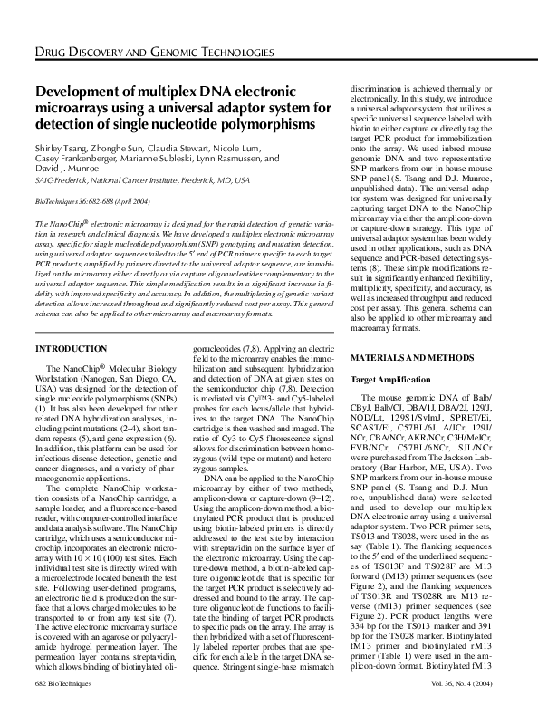 (PDF) Development of multiplex DNA electronic microarrays using a ...