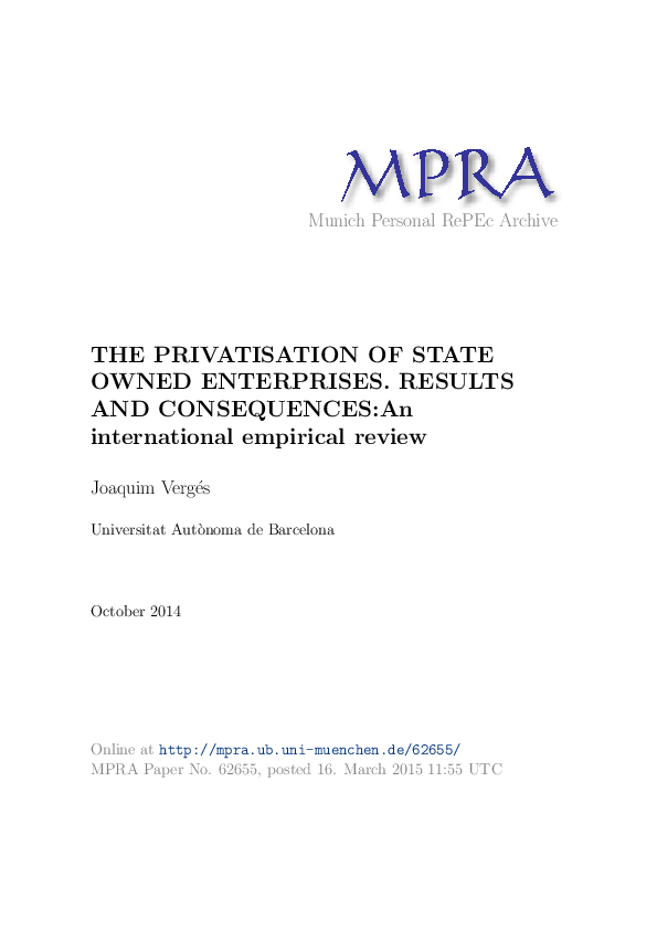 (PDF) RESULTADOS y consecuencias DE LAS PRIVATIZACIONES de Empresas ...