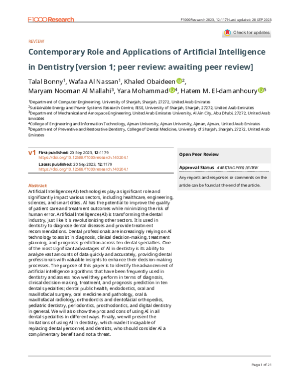 (PDF) Contemporary Role and Applications of Artificial Intelligence in ...
