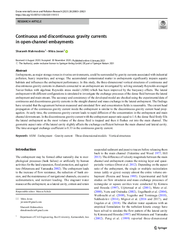 (PDF) Continuous and discontinuous gravity currents in open-channel ...