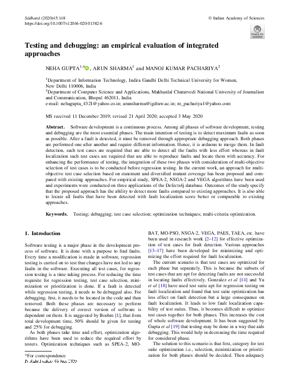 (PDF) Testing and debugging: an empirical evaluation of integrated ...