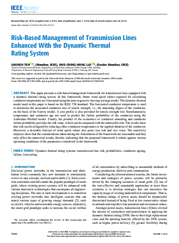 (PDF) Risk-Based Management of Transmission Lines Enhanced With the ...