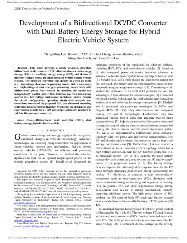 (PDF) Development of a Bidirectional DC/DC Converter With Dual-Battery ...