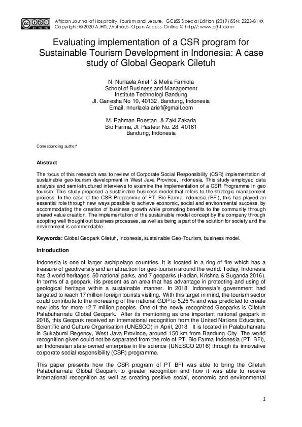 (PDF) Evaluating implementation of a CSR program for Sustainable ...