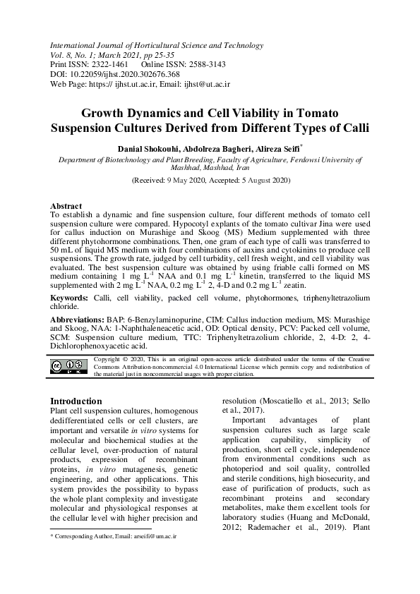 (PDF) Growth Dynamics and Cell Viability in Tomato Suspension Cultures ...