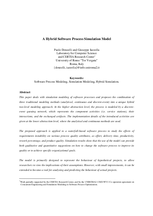 (PDF) A hybrid software process simulation model