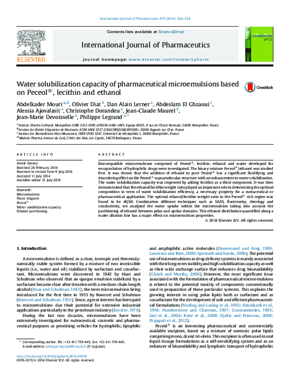 (PDF) Water solubilization capacity of pharmaceutical microemulsions ...