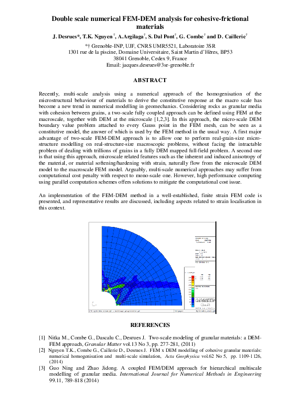 (PDF) Double scale numerical FEM-DEM analysis for cohesive-frictional ...