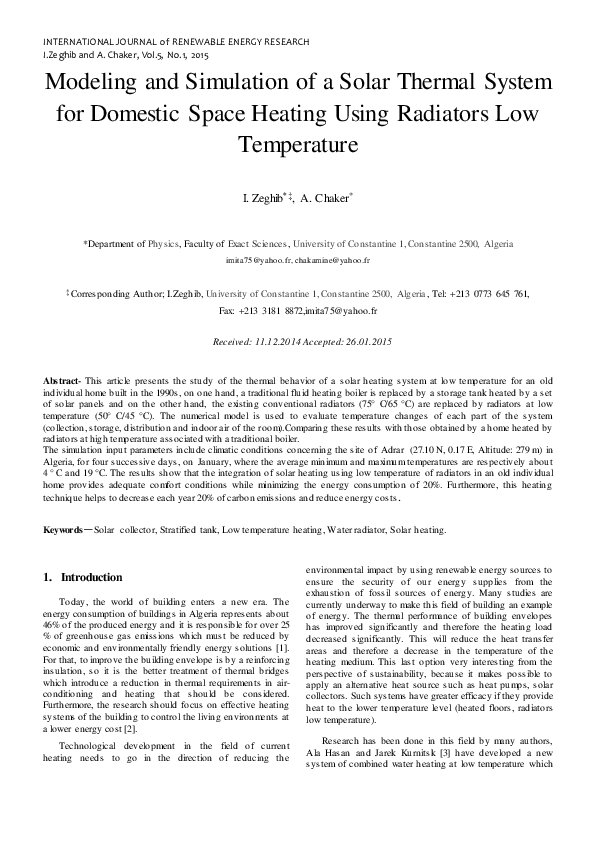 (PDF) Modeling and Simulation of a Solar Thermal System for Domestic ...