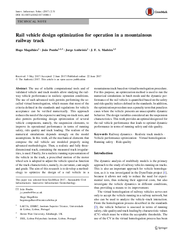 (PDF) Rail vehicle design optimization for operation in a mountainous ...