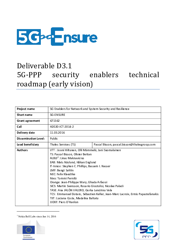 (PDF) 5G-ENSURE_D3.1 5G-PPP security enablers technical roadmap (early ...