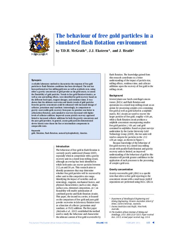 (PDF) The behaviour of free gold particles in a simulated flash ...