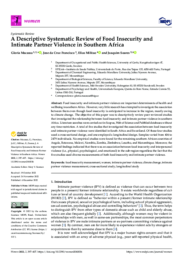 (PDF) A Descriptive Systematic Review of Food Insecurity and Intimate ...