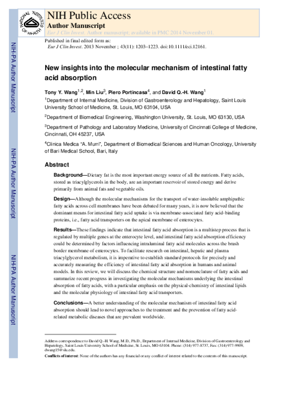 (PDF) New insights into the molecular mechanism of intestinal fatty ...