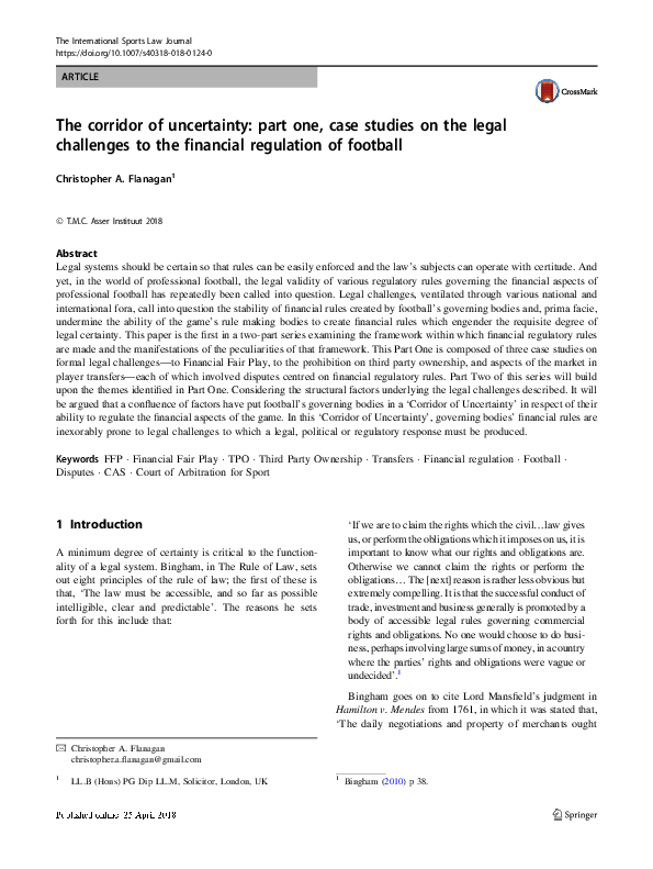 (PDF) The corridor of uncertainty: part one, case studies on the legal ...