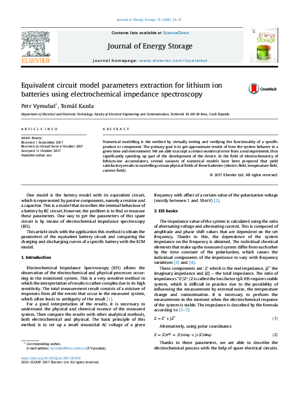 (PDF) Equivalent circuit model parameters extraction for lithium ion ...