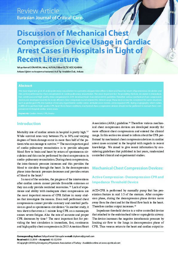 (PDF) Discussion of Mechanical Chest Compression Device Usage in ...