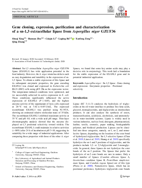 (PDF) Gene cloning, expression, purification and characterization of ...