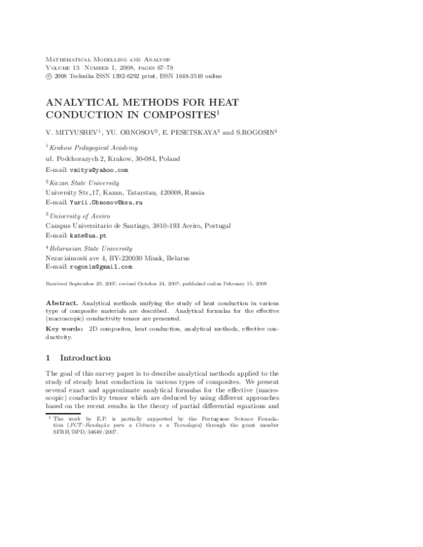 (PDF) Analytical Methods for Heat Conduction in Composites