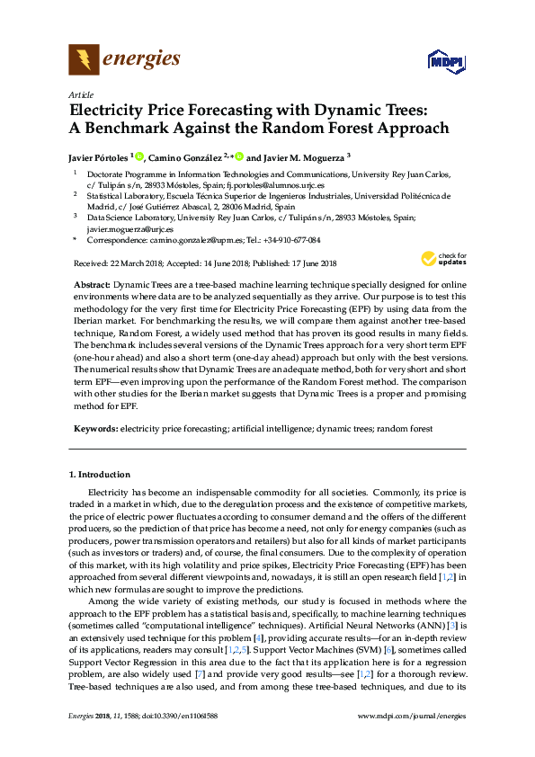 (PDF) Electricity Price Forecasting with Dynamic Trees: A Benchmark ...