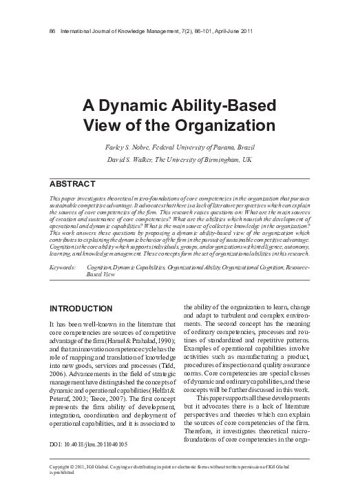 (PDF) A Dynamic Ability-Based View of the Organization