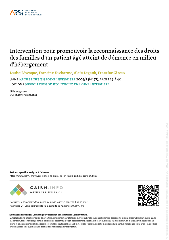 (PDF) Intervention pour promouvoir la reconnaissance des droits des ...