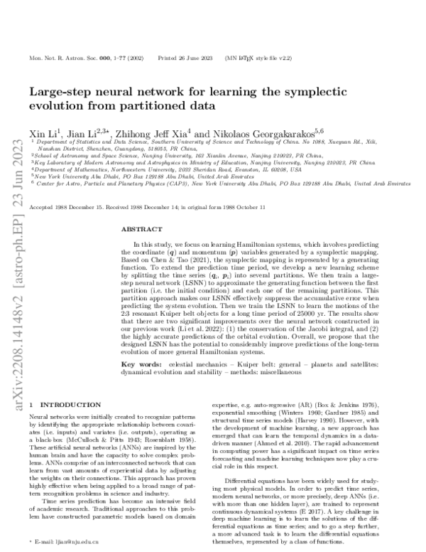 (PDF) Large-step neural network for learning the symplectic evolution ...