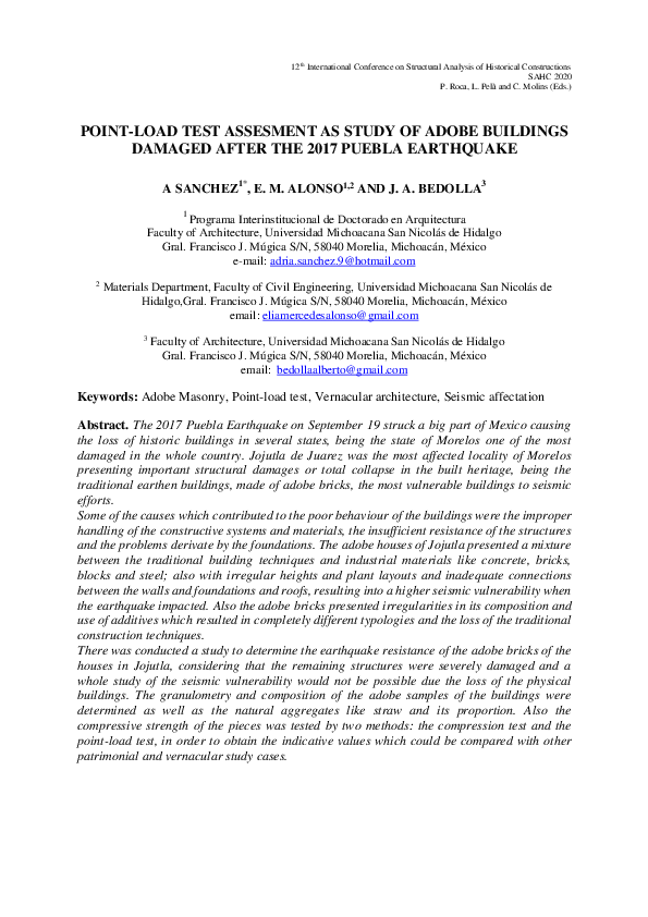 (PDF) Point-Load Test Assesment as Study of Adobe Buildings Damaged ...