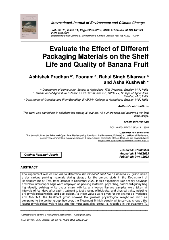 (PDF) Evaluate the Effect of Different Packaging Materials on the Shelf ...