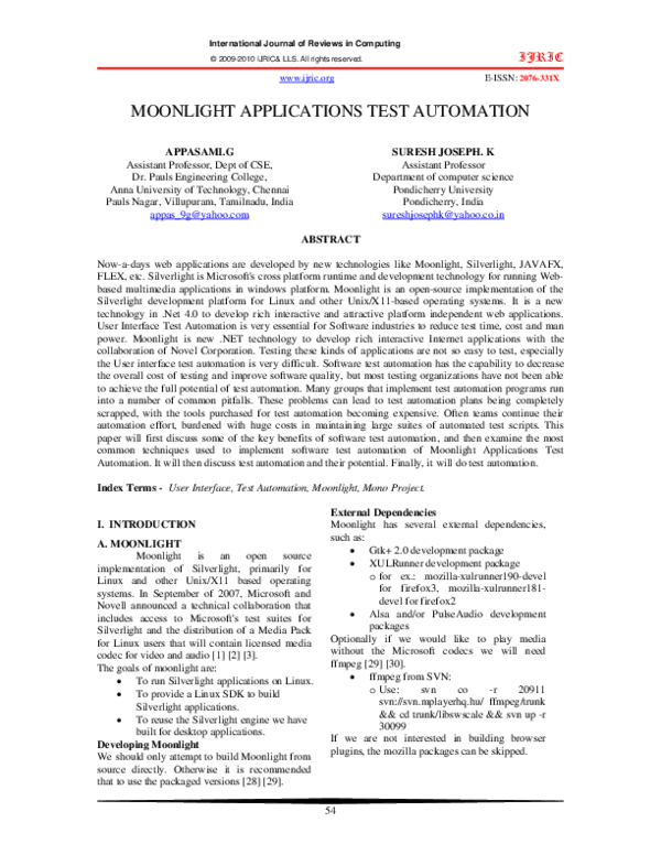 (PDF) Moonlight Applications Test Automation