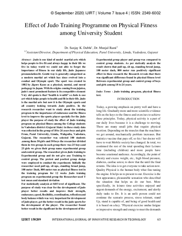 (PDF) Effect of Judo Training Programme on Physical Fitness among ...