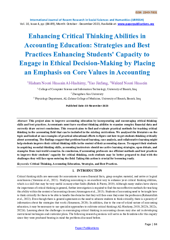 (PDF) Enhancing Critical Thinking Abilities in Accounting Education ...