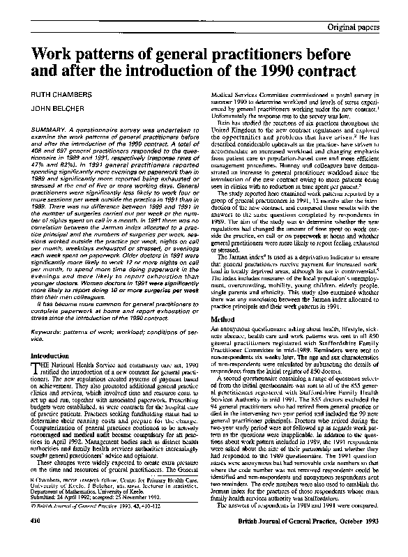 (PDF) Work patterns of general practitioners before and after the ...