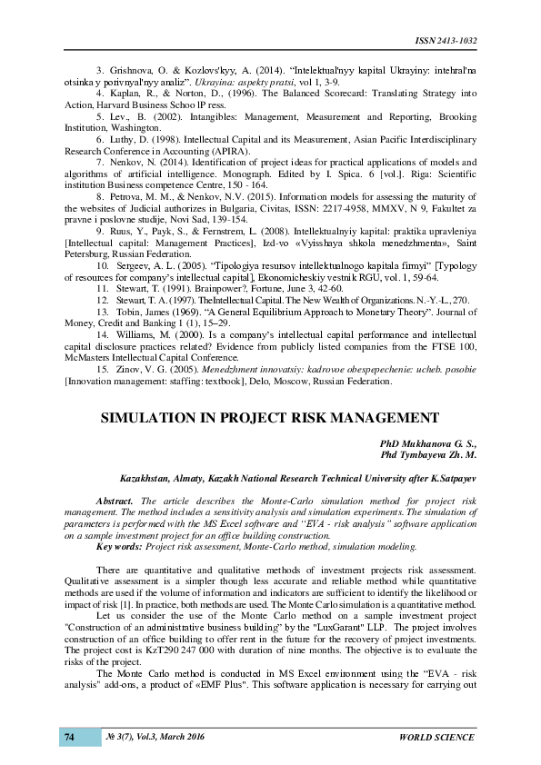 (PDF) Simulation in Project Risk Management