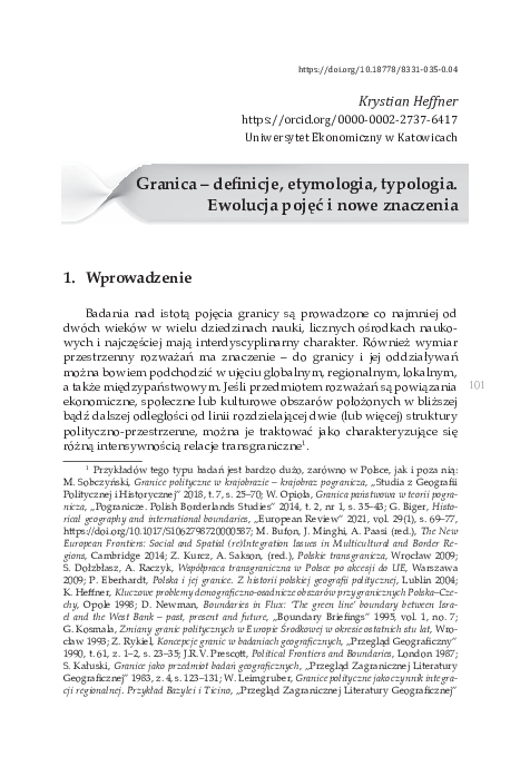 (PDF) Granica – definicje, etymologia, typologia. Ewolucja pojęć i nowe