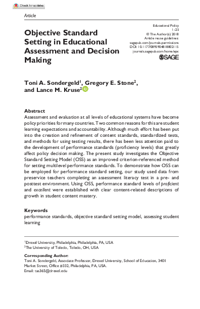(PDF) Objective Standard Setting in Educational Assessment and Decision ...