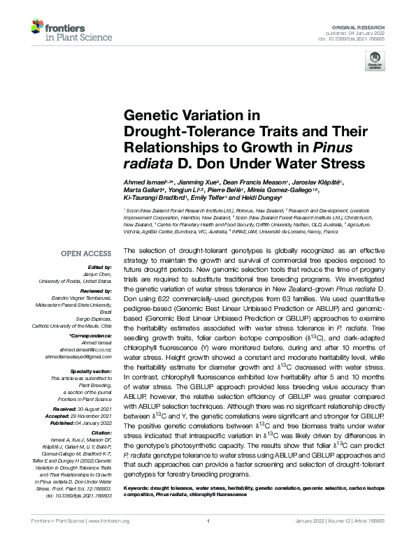 (PDF) Genetic Variation in Drought-Tolerance Traits and Their ...